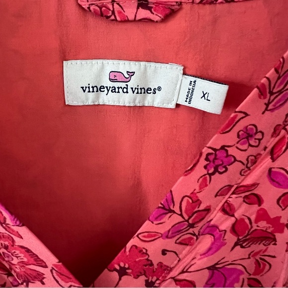 Vineyard Vines Coral Papaya Floral Helenium Tunic Dress Silk Blend |Size XL| - Picture 6 of 7